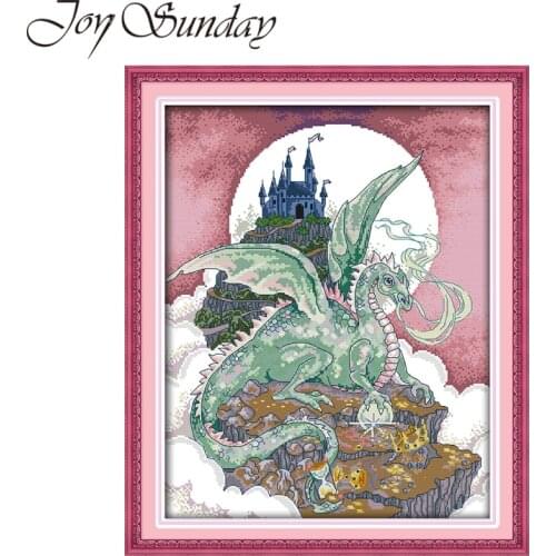 Joy Sunday Counted Cross Stitch Kits Embroidery Dragon Animal Crossing 11CT 14CT Canevas Broderie DMC Kit Aida Fabric Needlework