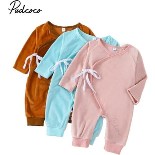 Infant Baby Girls Boys Kimono Romper, Long Sleeve Solid Color Wrap Front Footless Jumpsuit Japanese Pajamas
