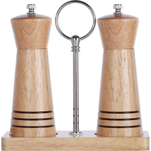 2 Pack Wood Salt and Pepper Grinder Mill Set Refillable,Grinders for Whole Peppercorn and Himalayan Salt