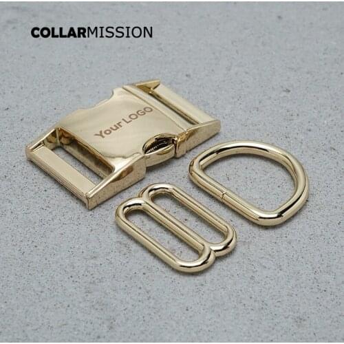 25mm God Metal Plated Buckle (Metal Buckle+ Adjust Buckle+ D Ring)Engraving Backpack Bag Webbing Cat Dog Collar DIY Accessory