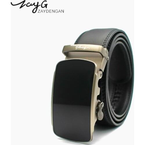 ZAYG Men Alloy buckle Black Belt Belts for Men Fashion Automatic Buckle Leather Luxury Business Belt Man High Quality Jeans Belt