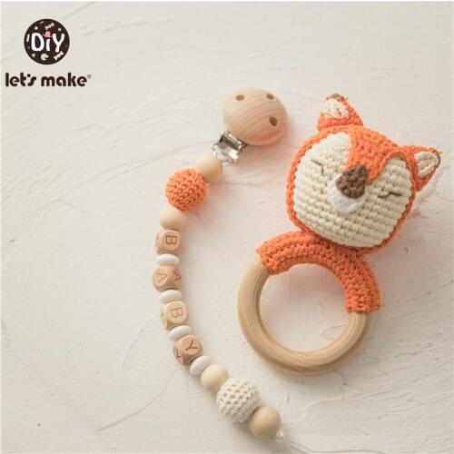 Lets make Baby Toys set Crochet Amigurumi Fox Bear Baby Rattle Bell Custom Newborn Pacifier Clip Educational Montessori Toy