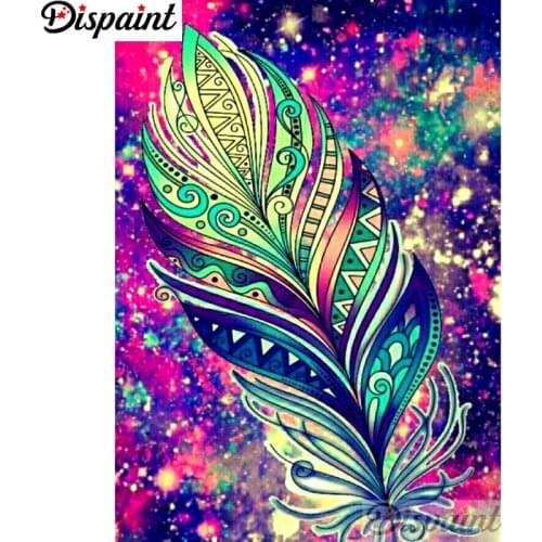 Dispaint Full Square/Round Drill 5D DIY Diamond Painting "Colored feather" Embroidery Cross Stitch 3D Home Decor A12515
