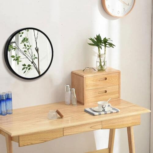 20/25cm Round Mirror Wooden Frame Wall Mounted Moon Mirrors with Three-color Light Home Hallway Wall Decor for Makeup Dressing
