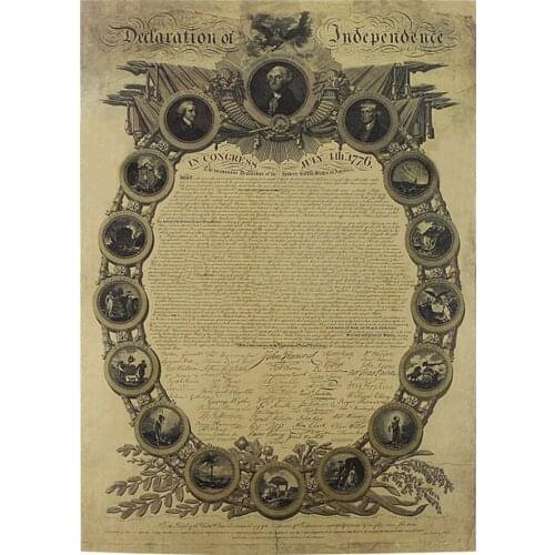 New Vintage Retro Kraft Paper Poster Declaration Of independence Nostalgic Playbill Bar Cafe Room Home Wall Decor Sticker