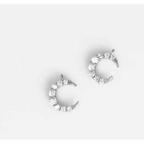 14k Gold Filled Crescent Moon Charm Cubic Zirconia Charm Necklace Bracelet Making Supply 103323