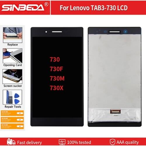 Original For Lenovo TAB3-730 Tab 3 730 730F 730M 730X LCD Display Touch Screen Digitizer Sensors Glass Assembly Parts