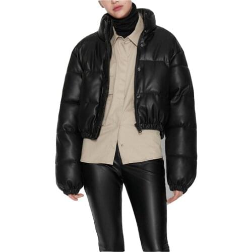 Imitation Leather Women Coat 2021 New Fashion High Quality Warm Women Cotton Coats Winter Casual Pu Cotton Womens Jackets NBH165