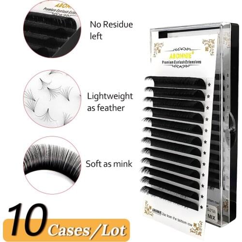 Abonnie Easy Fanning Eyelash Volume Extension Automatic Flowering 8-25mm Individual Flower Soft Blooming Faux Mink Lashes Makeup