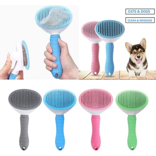 Dog Neat Slicker Grooming Brush Professional Self Cleaning Button Strong Blue Cats Self Cleaning Hair Brush Slicker Removes