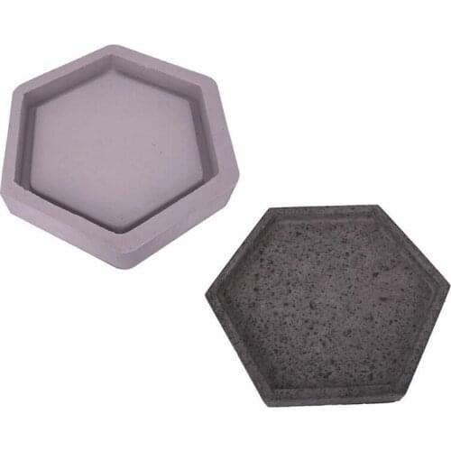 Hexagon Shaped Silicone Tray Molds Art Flower Pot Concrete DIY Cement Mould for Plant Decorating Succulent Plants Colors Random