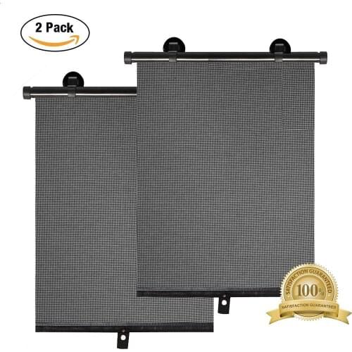 Universal Car Side Window Sun Shade Protector Auto Shade Roller Retractable Sunshade for Rear Windows with Suction Cups