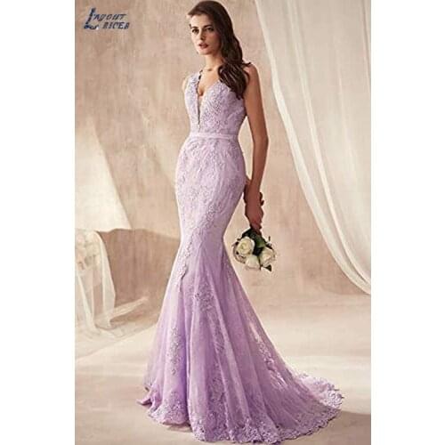 LAYOUT NICEB Illusion V Mermaid Evening Dress Crystal Formal Party Dresses for Women Prom Gowns Train robe de soirée de mariage