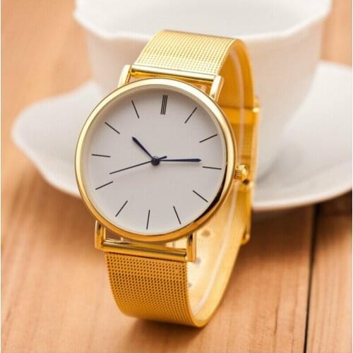 GENEVA Fashion Gold brand Casual Quartz Watch simple style Metal Stainless Steel Dress womens Watches Relojes hombre 2017 Clock