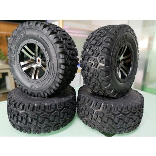1/10 Short Course silver wheel tire set for 1/10 727 slash Slash A10 VKAR Hobao 10SC 4PCS