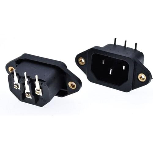 1pcs 3 Pin IEC320 C14 AC Plug Power Socket with Screw on Mounting Solder Terminal 250V 15A