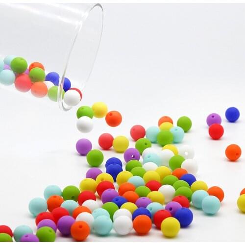 Cute-idea 10pcs 9mm Silicone Beads teething toy Food Grade teether round beads DIY pearl necklace bracelet gift for infant