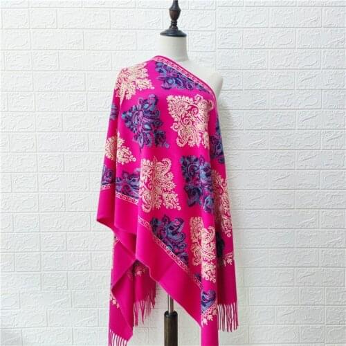 2021 Warm Winter Women Scarf Embroidery Cashmere Scarves Foulard Femme Thicken Blanket Pashmina Tassel Ladies Shawls And Wraps