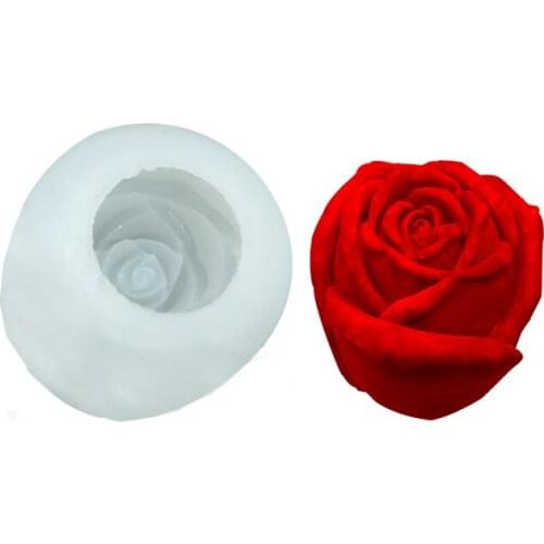 3D Rose Shape Soap Candle Mold Chocolate Candy Silicone Mold Mousse Fondant Ice Cube Pudding Baking Cake Decoration Tool
