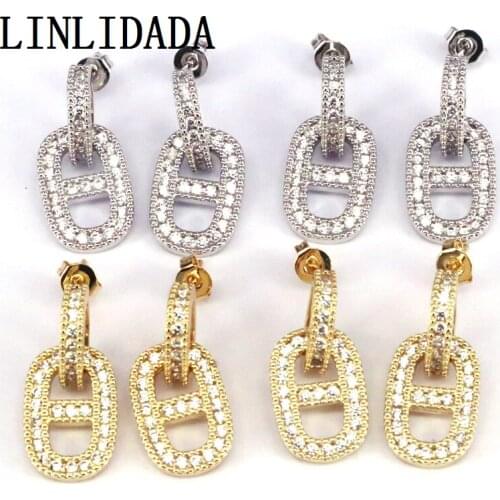 5Pairs Engagement CZ Crystal Newest Dangle Earrings Gold Silver Color Elegant Jewelry Drop-Earrings For Girl Jewelry Gift