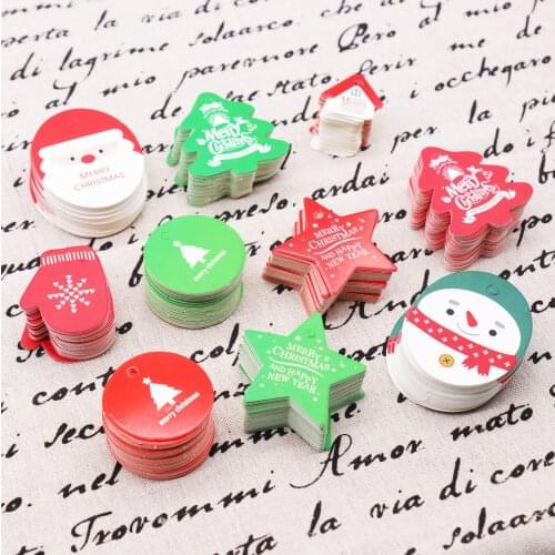 50pcs Christmas Star Tag Santa Claus Tags Kraft Paper Card Tag Candy Bag Decoration Christmas New Year Gift Package Tags Decor