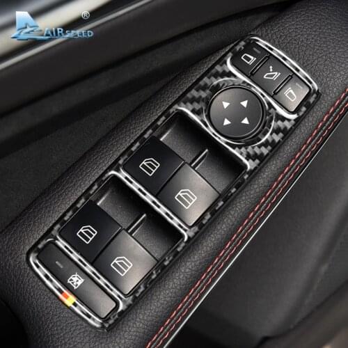 Airspeed for Mercedes Benz A B C E Class GLE GLA ML GL Accessories Carbon Fiber Car Interior Stickers Window Switch Trim Cover