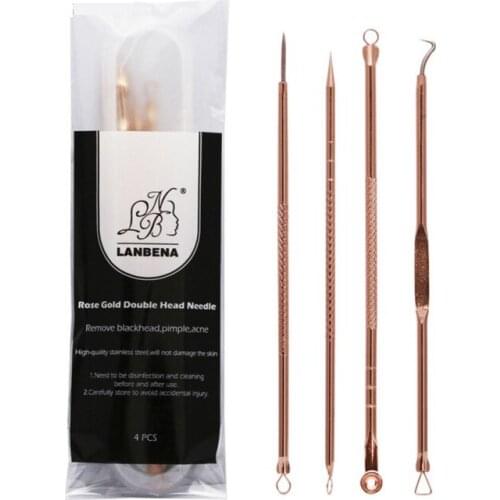 Rose Gold Acne Acupuncture 4-piece set remove blackhead with stainless Steel