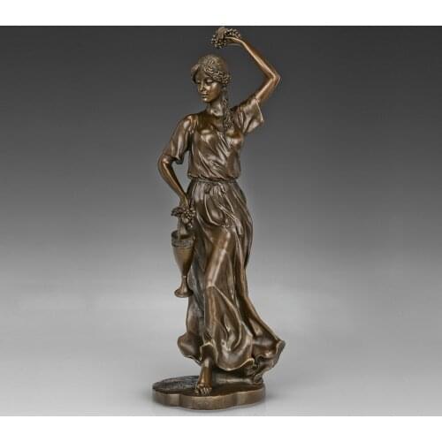 Thalia Bronze Statue Sculpture Greek Goddess of Festivity and Banquets Three Graces Antique Art Indoor Decoration