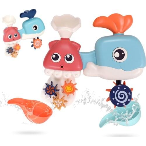 Kids Bath Toys Water Playing Bathroom Educational Shower Toys Child Bathtub Shower Whale Octopus Waterwheel Spray Toys
