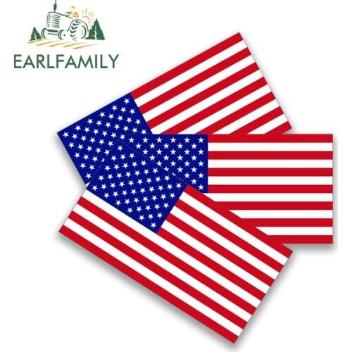 EARLFAMILY 13cm 3Pcs American Flag Car Sticker Vinyl Car Wrap Decal Trunk Refrigerator Graffiti Personality Funny Decals