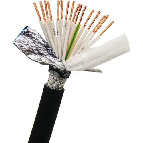 Shielded Towline Wire 16 core 0.3, 0.5 mm² High Flexibility TRVVP Drag Chain Cable 5m (22,20 AWG)