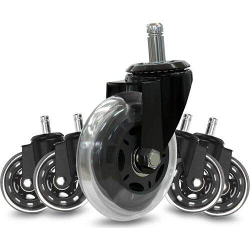 5PCS Caster Office Chair Wheels 3inch PU Caster Wheels Replacement Soft Safe Swivel Rollers Furniture Hardware 360 Degree Wheels