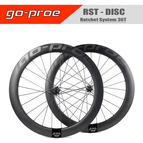 GO-PROE RST Road Bike Disc Brake Carbon Wheelset Ratchet System 36T Hub Tubular Clincher Tubeless Rims 700c Cyclocross Wheels
