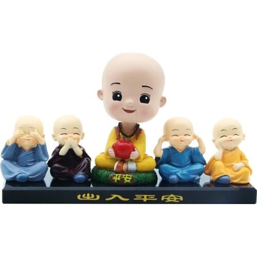 Creative car Decoration swing four small monk cute doll car decorations