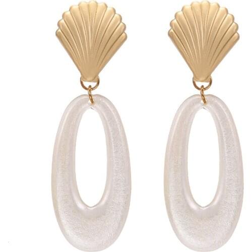 Cartoon Cute Resin Earrings Cute Shell Drop Earring White Acetic Acid High Quality Drop Earring Party Dress Jewelry Gifts