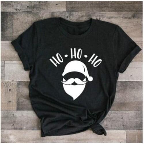 Fashion Clothing Womens Christmas Tee Ho Ho Ho Santa Claus T-Shirt Aesthetic Christmas Gift Happy Santa goth Top Girl Camisetas