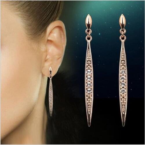 Fashion Earrings Simple Thin Strip Crystal Charms Dangle Earring Drop Earrings Ethnic Tribal Festival Jewelry Women Statement