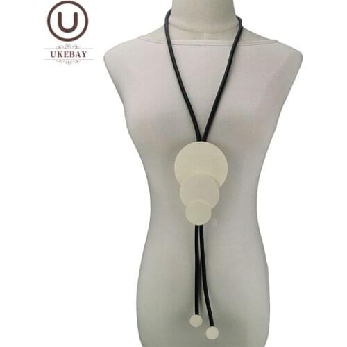 UKEBAY New Big Pendant Necklaces Wood Jewelry Women Long Necklace Statement Clothes Chain Festival Gift Gothic Rubber Jewellery