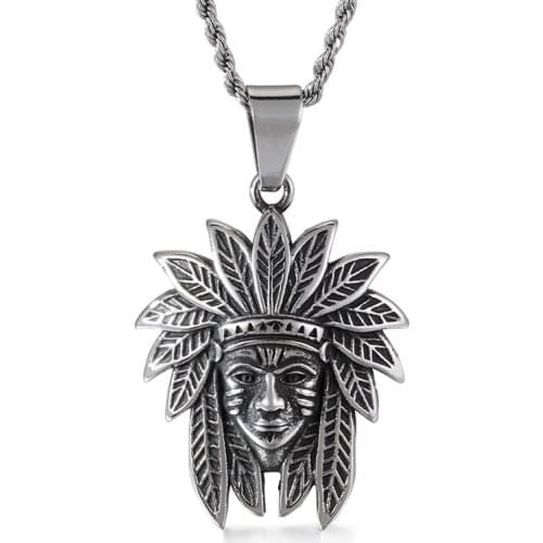 New vintage chief titanium steel Mens fashion personality pendant