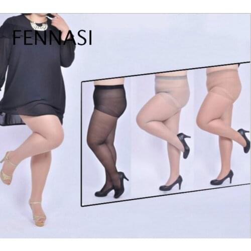 FENNASI Sexy Big Size Ultra-thin High Elasticity Women Black Tights Nylons Lady Plus Size Tights Glossy Pantyhose Transparent