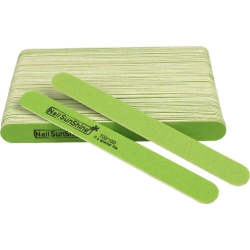 50pcs NailSunshine Wooden Sanding File 100/150 Nail File For Manicure Green Buffer Grinding Shaping Polishing Nail Care Tools