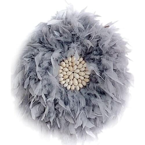 Simple Round Turkey Feathers Conches Inlaid Wall Hanging Ornament Room Decor