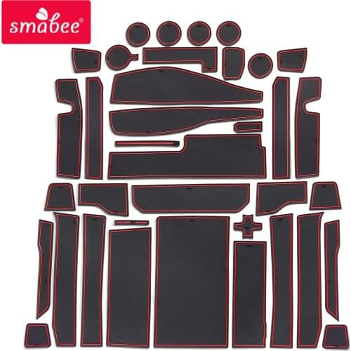 Smabee Anti-Slip Gate Slot Cup Pad Fit for Ford F150 2021 F-150 Accessories Interior Non-Slip Door Groove Mats Rubber Mat Holder