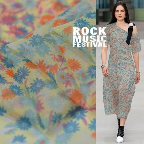 Silk Georgette Fabric Daisy Flower Printing