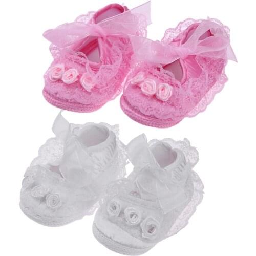Spring Summer Baby Shoes Cute Sweet Toddler Flower Lace Soft Anti-Slip First Walkers Shoes Girls Princess Shoes Pre-walk Shoes