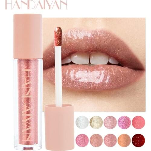 HANDAIYAN Moisturizing Lip Gloss Metallic Pearl Highlights Lipgloss Shimmering Long Lasting Makeup Cosmetics Liquid lipstick