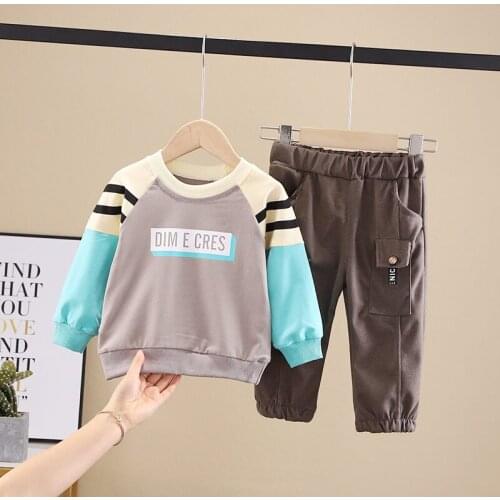 Spring Autumn Children Casual Clothes Baby Boys Girls Patchwork T Shirt Pants 2Pcs/sets Kids Infant Clothing Toddler Tracksuits