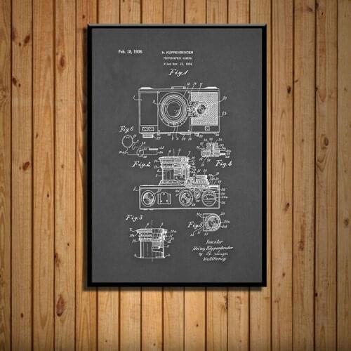 Vintage Poster Camera Patent Canvas Painting Antique Camera Posters and Prints Retro Wall Art Pictures Photography Decoration
