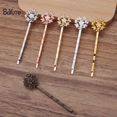 BoYuTe (30 Pieces/Lot) 14MM Filigree Flower Hairpin Diy Retro Hair Accessories Handmade Materials
