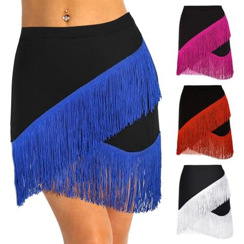 Lady Super Soft Latin Dance Skirt Women Sumba Skirt Adult Performance Qia Qia Dress Tassels Dancewear Dance Costume 2019